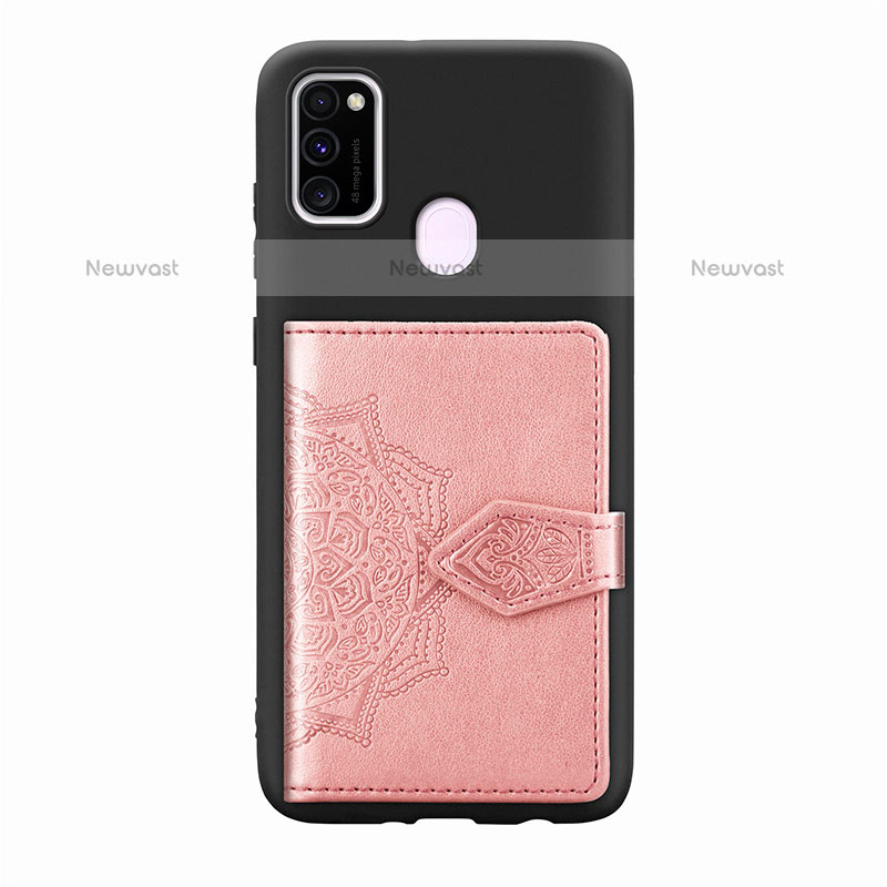 Ultra-thin Silicone Gel Soft Case Cover with Magnetic S13D for Samsung Galaxy M21 Rose Gold