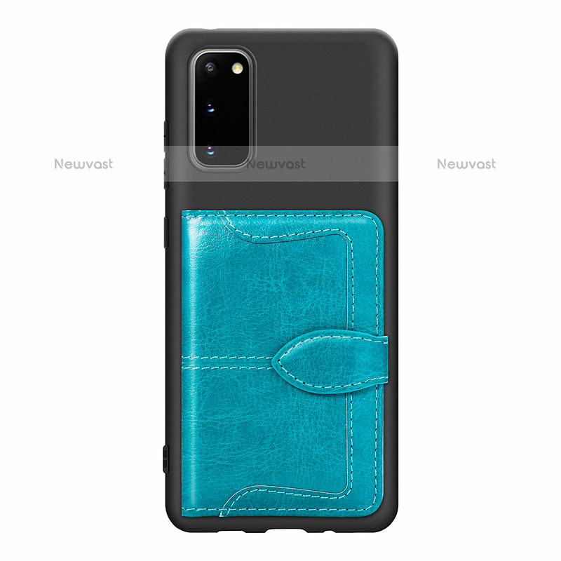 Ultra-thin Silicone Gel Soft Case Cover with Magnetic S13D for Samsung Galaxy S20 5G Cyan