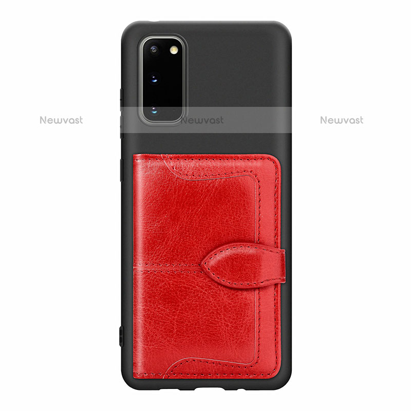 Ultra-thin Silicone Gel Soft Case Cover with Magnetic S13D for Samsung Galaxy S20 5G Red