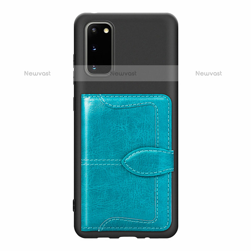 Ultra-thin Silicone Gel Soft Case Cover with Magnetic S13D for Samsung Galaxy S20 Cyan