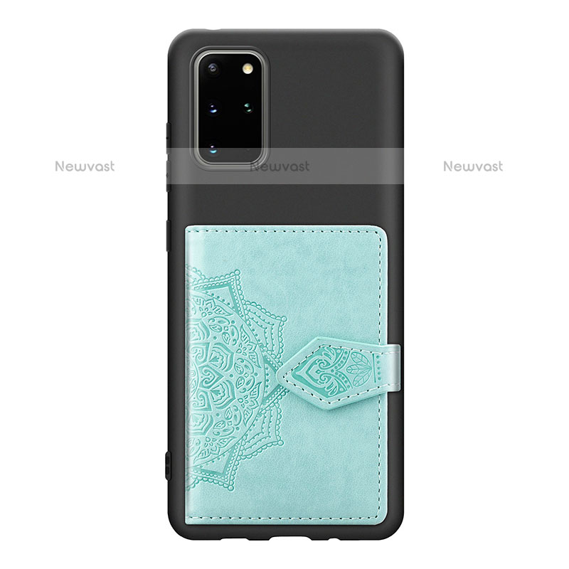 Ultra-thin Silicone Gel Soft Case Cover with Magnetic S13D for Samsung Galaxy S20 Plus 5G Mint Blue