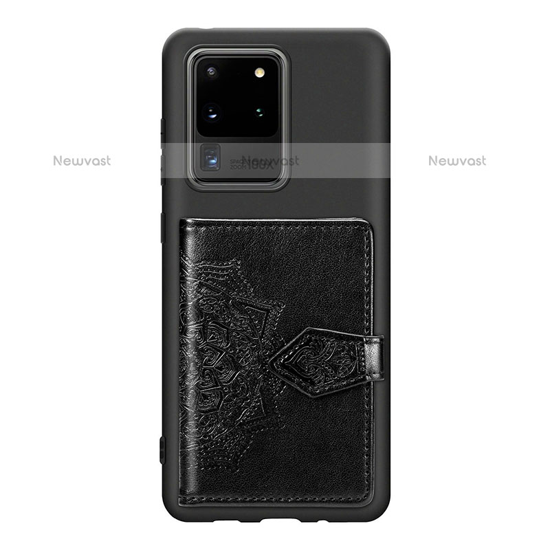 Ultra-thin Silicone Gel Soft Case Cover with Magnetic S13D for Samsung Galaxy S20 Ultra Black