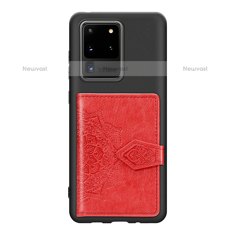 Ultra-thin Silicone Gel Soft Case Cover with Magnetic S13D for Samsung Galaxy S20 Ultra Red