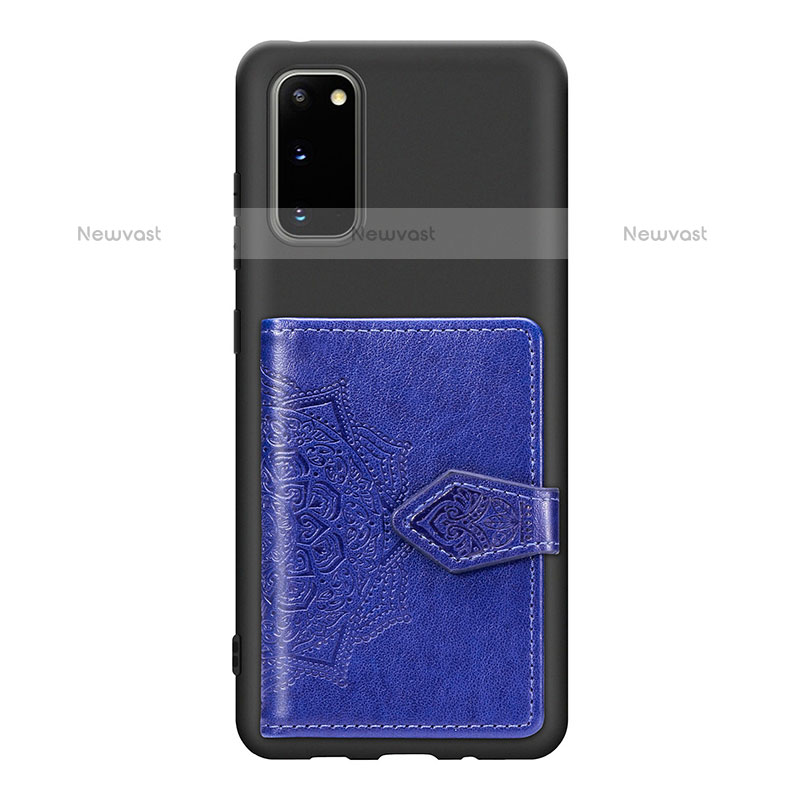 Ultra-thin Silicone Gel Soft Case Cover with Magnetic S14D for Samsung Galaxy S20 5G Blue