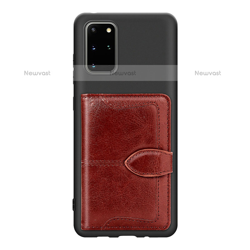 Ultra-thin Silicone Gel Soft Case Cover with Magnetic S14D for Samsung Galaxy S20 Plus 5G Brown