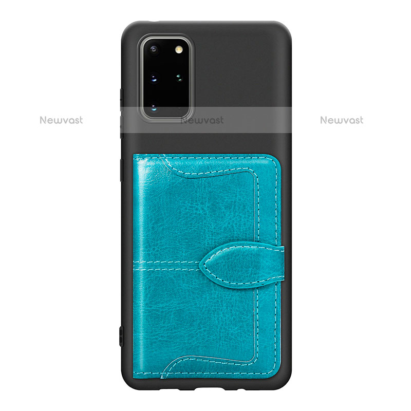 Ultra-thin Silicone Gel Soft Case Cover with Magnetic S14D for Samsung Galaxy S20 Plus 5G Cyan