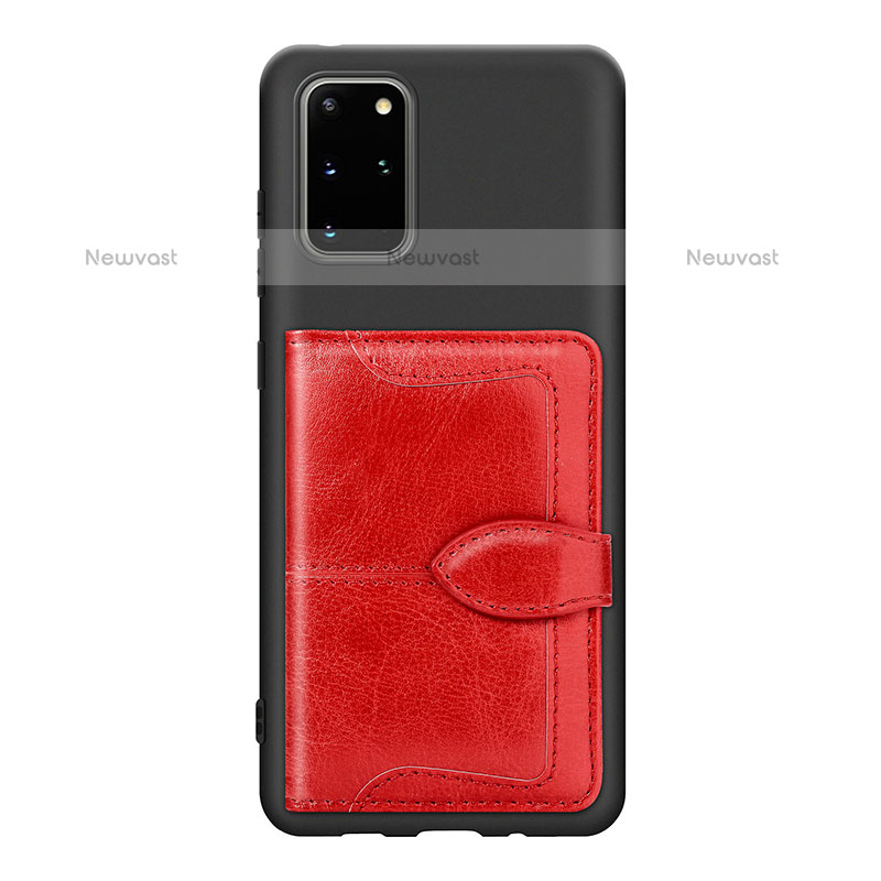 Ultra-thin Silicone Gel Soft Case Cover with Magnetic S14D for Samsung Galaxy S20 Plus 5G Red