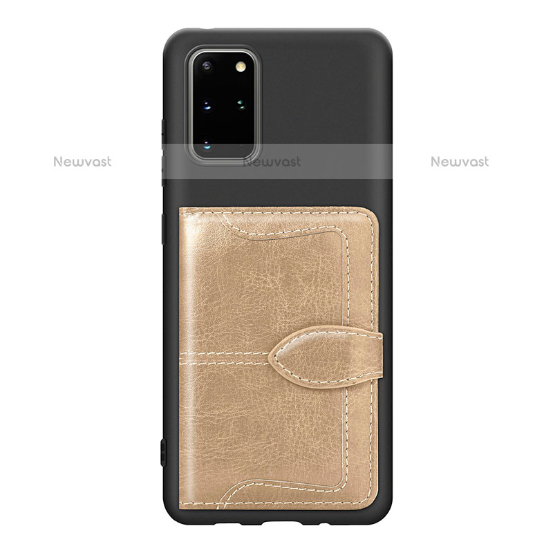 Ultra-thin Silicone Gel Soft Case Cover with Magnetic S14D for Samsung Galaxy S20 Plus Gold