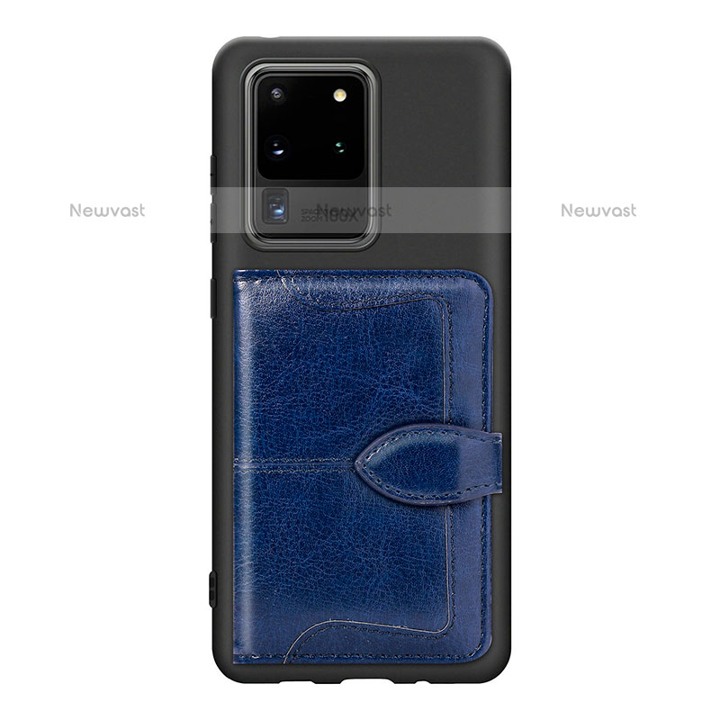 Ultra-thin Silicone Gel Soft Case Cover with Magnetic S14D for Samsung Galaxy S20 Ultra 5G Blue