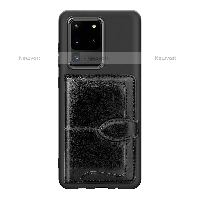 Ultra-thin Silicone Gel Soft Case Cover with Magnetic S14D for Samsung Galaxy S20 Ultra Black