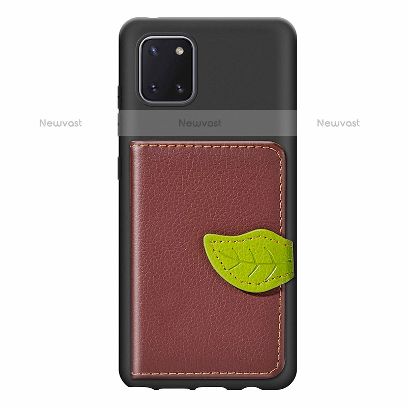 Ultra-thin Silicone Gel Soft Case Cover with Magnetic S15D for Samsung Galaxy Note 10 Lite Brown