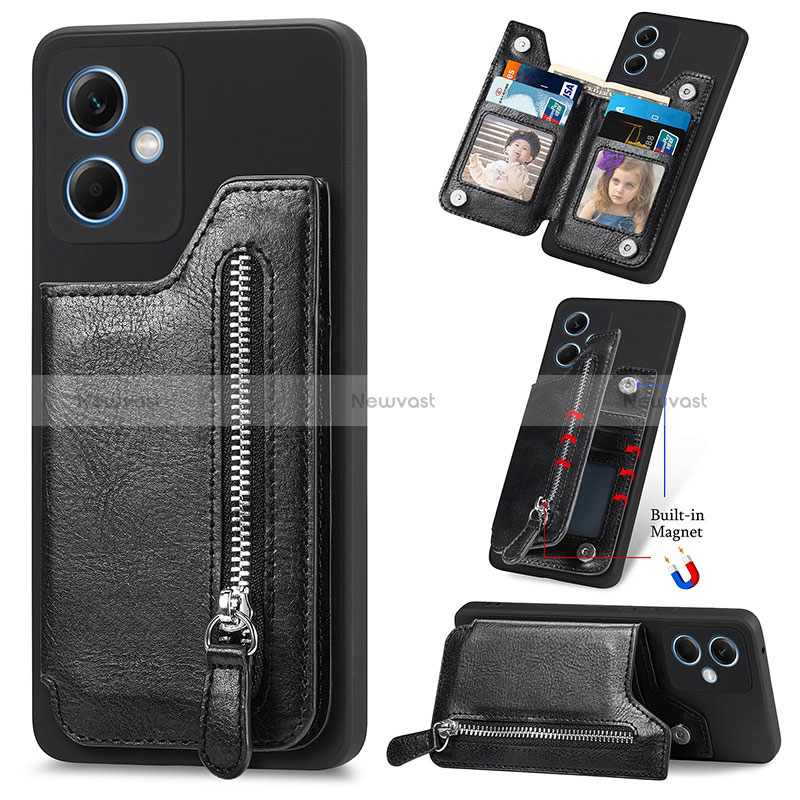 Ultra-thin Silicone Gel Soft Case Cover with Magnetic SD1 for Xiaomi Redmi Note 12 5G Black