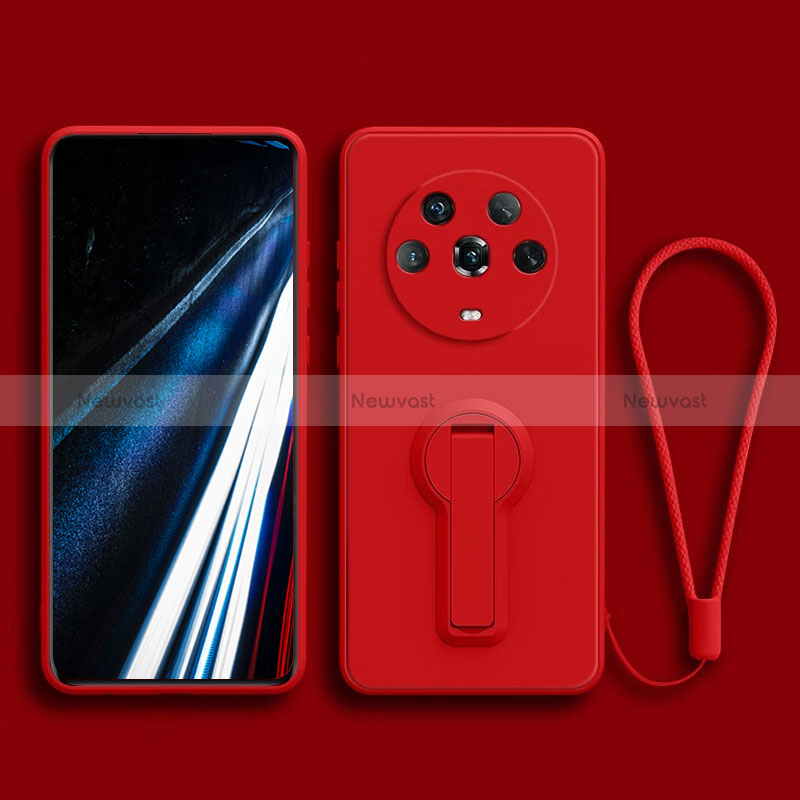 Ultra-thin Silicone Gel Soft Case Cover with Stand for Huawei Honor Magic4 5G Red