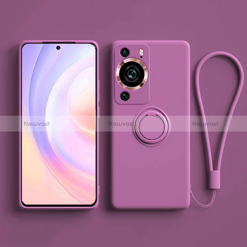 Ultra-thin Silicone Gel Soft Case Cover with Stand for Huawei P60 Pro Purple