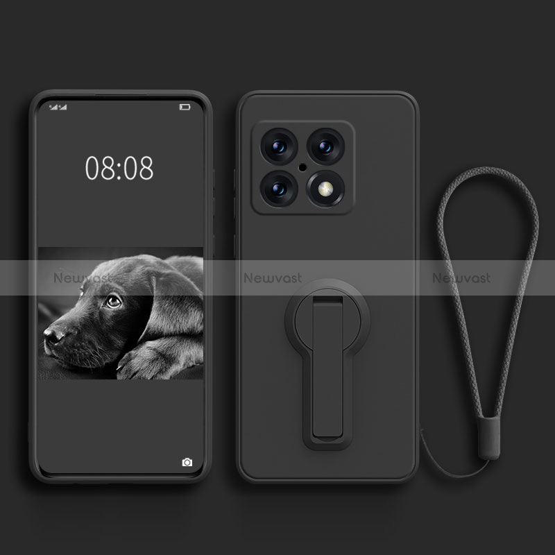 Ultra-thin Silicone Gel Soft Case Cover with Stand for OnePlus 10 Pro 5G Black