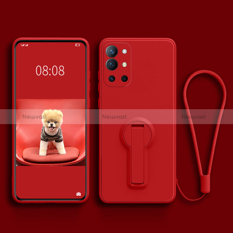 Ultra-thin Silicone Gel Soft Case Cover with Stand for OnePlus 9R 5G Red