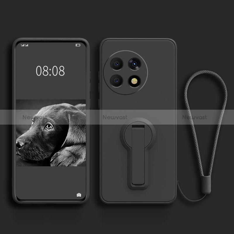 Ultra-thin Silicone Gel Soft Case Cover with Stand for OnePlus Ace 2 5G Black