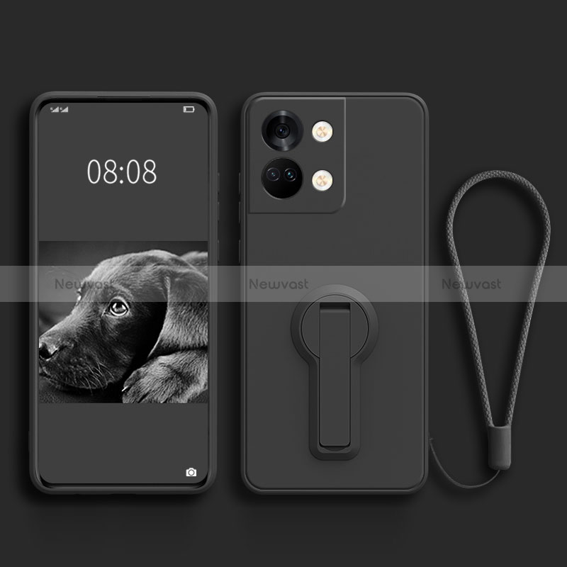 Ultra-thin Silicone Gel Soft Case Cover with Stand for OnePlus Ace 2V 5G Black