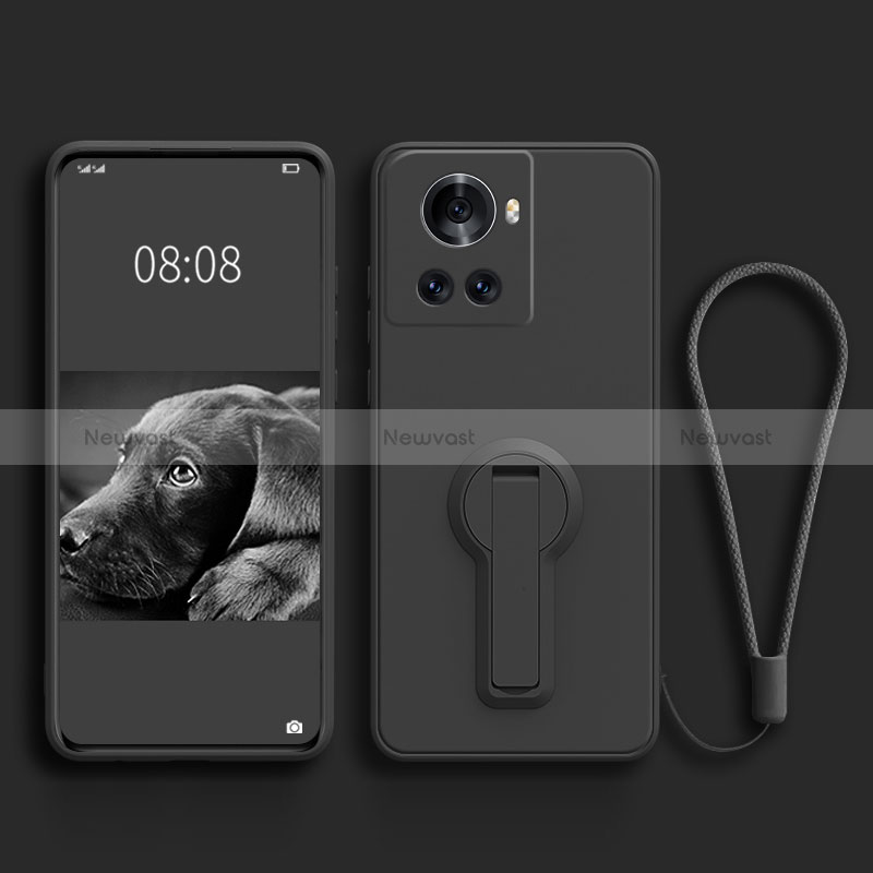 Ultra-thin Silicone Gel Soft Case Cover with Stand for OnePlus Ace 5G Black