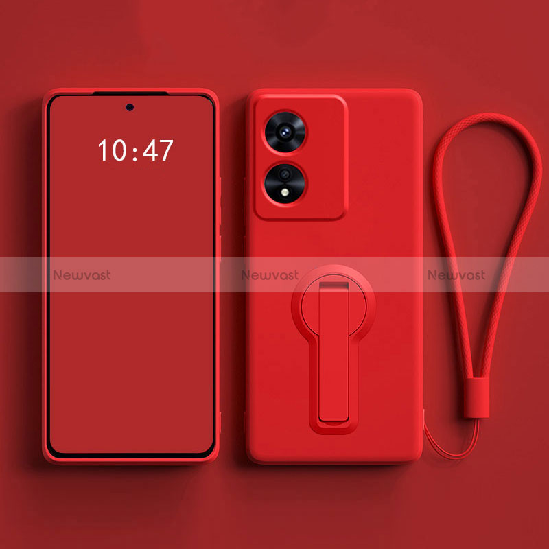 Ultra-thin Silicone Gel Soft Case Cover with Stand for Oppo A1 5G Red