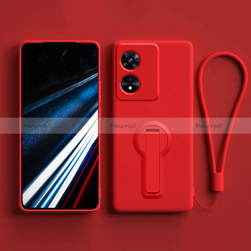 Ultra-thin Silicone Gel Soft Case Cover with Stand for Oppo A18 Red