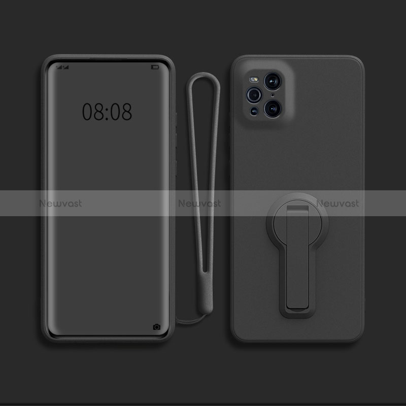 Ultra-thin Silicone Gel Soft Case Cover with Stand for Oppo Find X3 5G