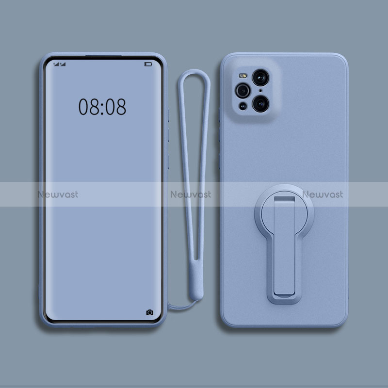 Ultra-thin Silicone Gel Soft Case Cover with Stand for Oppo Find X3 5G