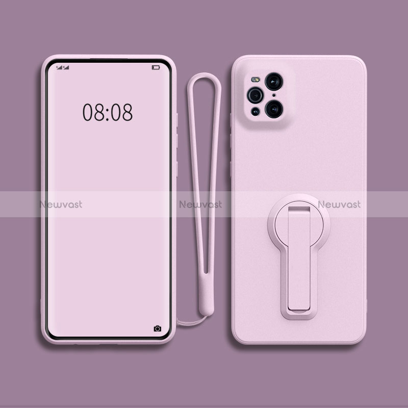 Ultra-thin Silicone Gel Soft Case Cover with Stand for Oppo Find X3 5G Clove Purple