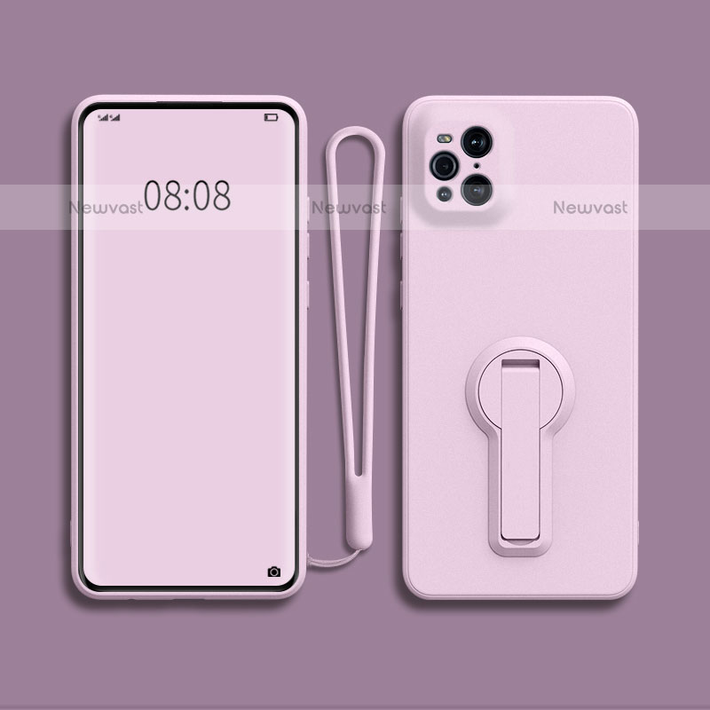 Ultra-thin Silicone Gel Soft Case Cover with Stand for Oppo Find X3 Pro 5G Clove Purple