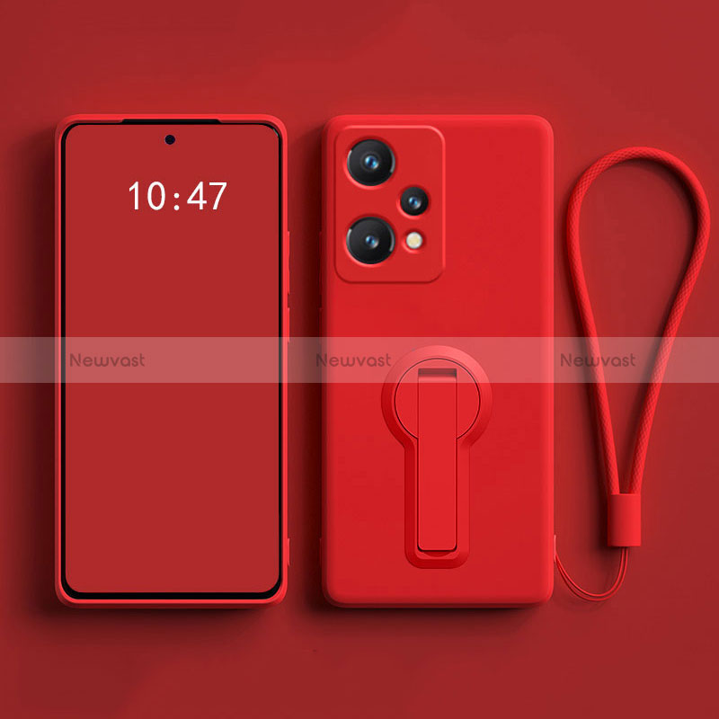 Ultra-thin Silicone Gel Soft Case Cover with Stand for Oppo K10X 5G Red