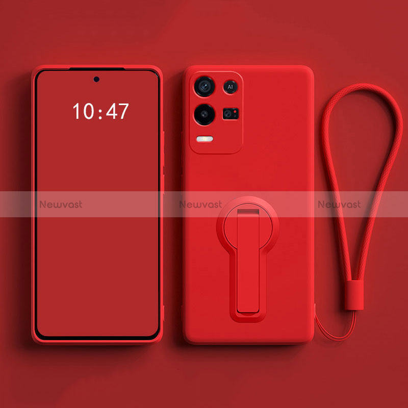 Ultra-thin Silicone Gel Soft Case Cover with Stand for Oppo K9X 5G Red