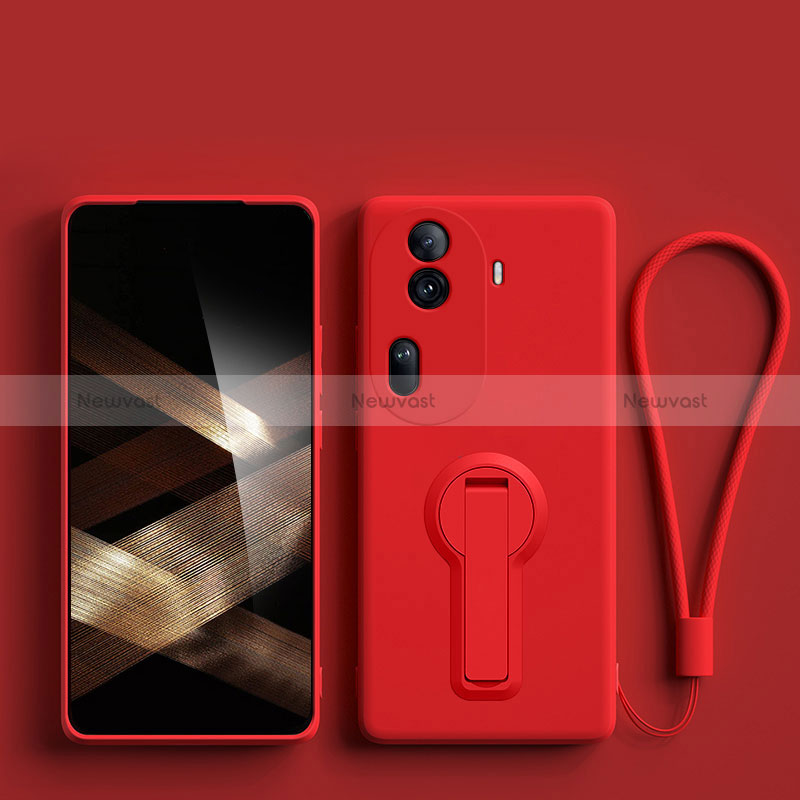 Ultra-thin Silicone Gel Soft Case Cover with Stand for Oppo Reno11 Pro 5G Red