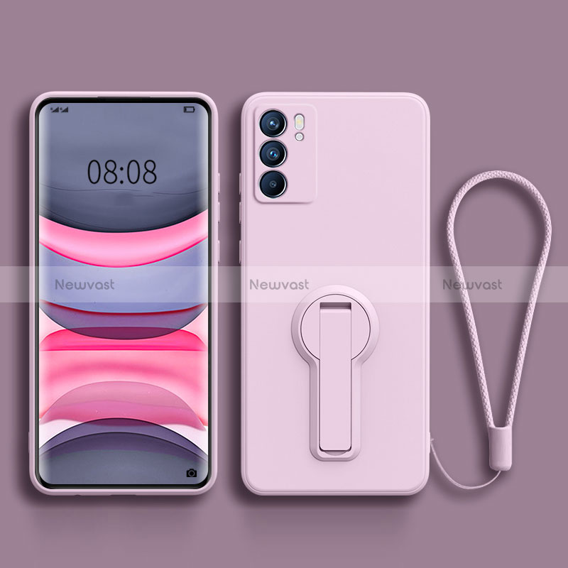 Ultra-thin Silicone Gel Soft Case Cover with Stand for Oppo Reno6 5G