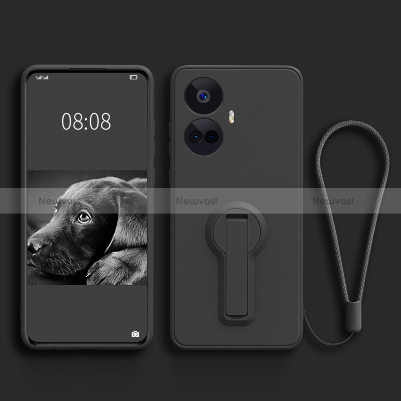 Ultra-thin Silicone Gel Soft Case Cover with Stand for Realme 10 Pro+ Plus 5G Black