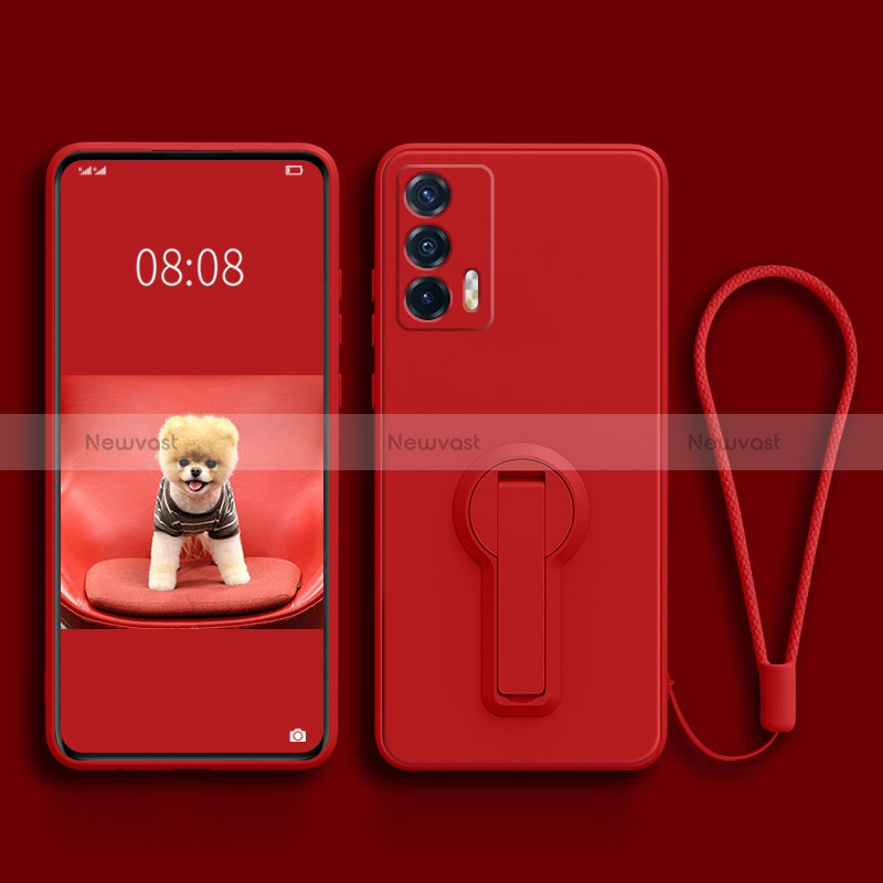 Ultra-thin Silicone Gel Soft Case Cover with Stand for Realme GT 5G Red