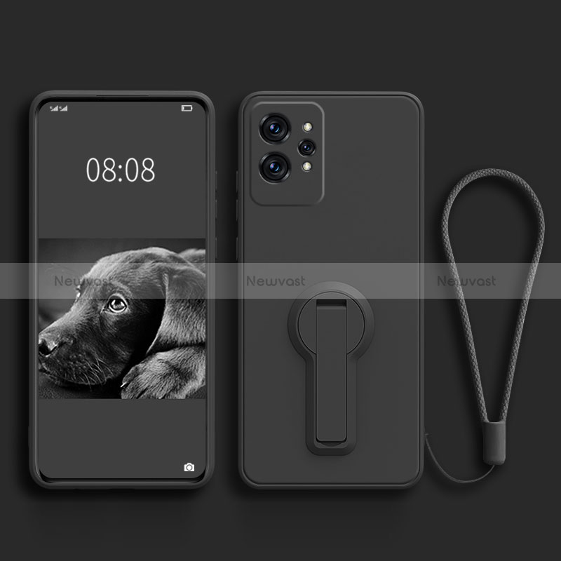 Ultra-thin Silicone Gel Soft Case Cover with Stand for Realme GT2 Pro 5G Black