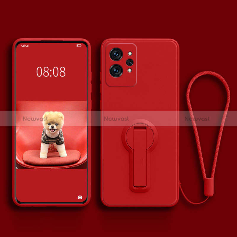 Ultra-thin Silicone Gel Soft Case Cover with Stand for Realme GT2 Pro 5G Red