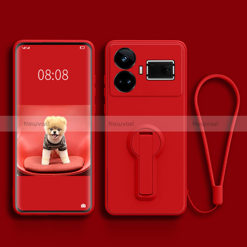 Ultra-thin Silicone Gel Soft Case Cover with Stand for Realme GT5 5G Red