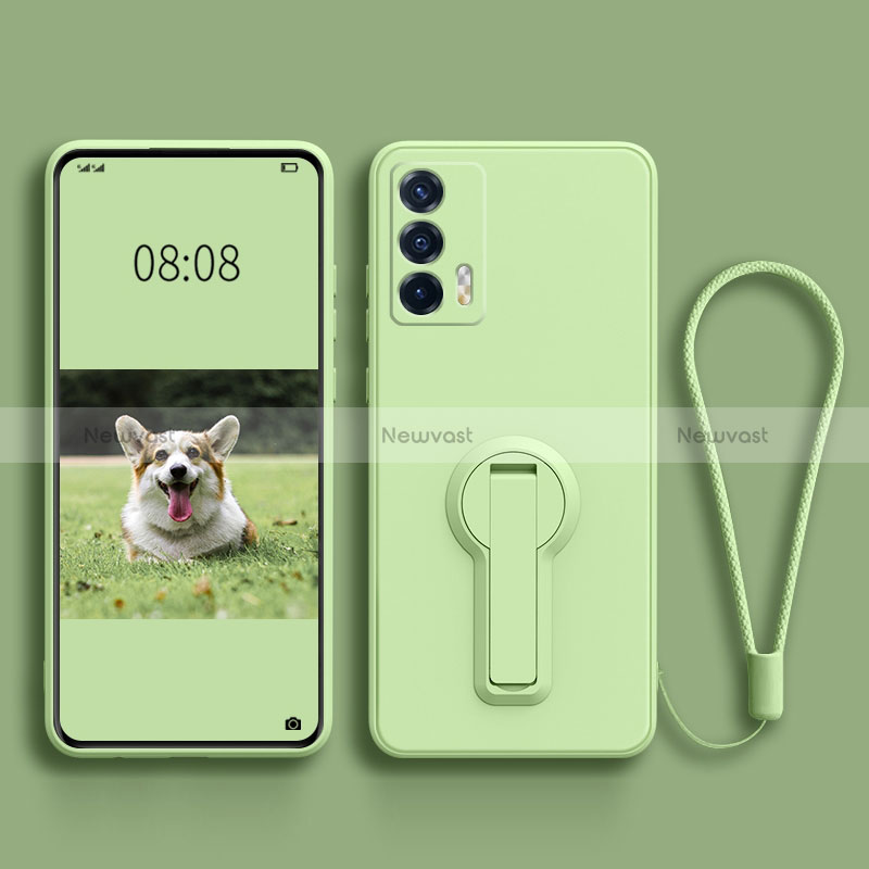 Ultra-thin Silicone Gel Soft Case Cover with Stand for Realme Q3 Pro 5G Green