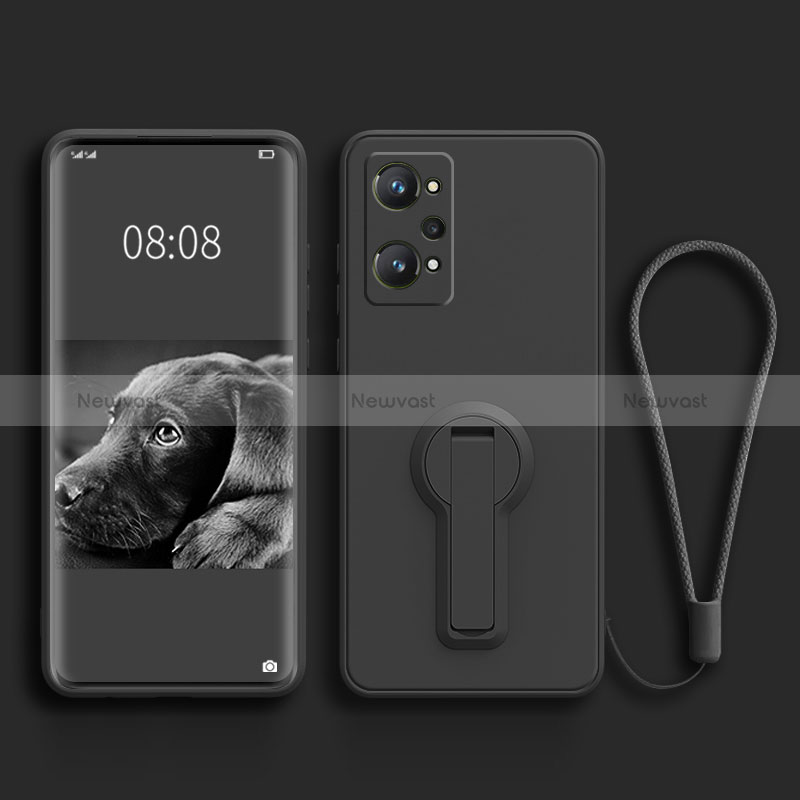 Ultra-thin Silicone Gel Soft Case Cover with Stand for Realme Q5 Pro 5G Black