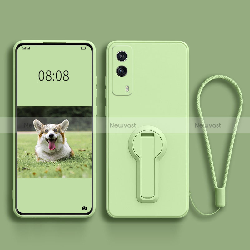 Ultra-thin Silicone Gel Soft Case Cover with Stand for Vivo V21e 5G Green