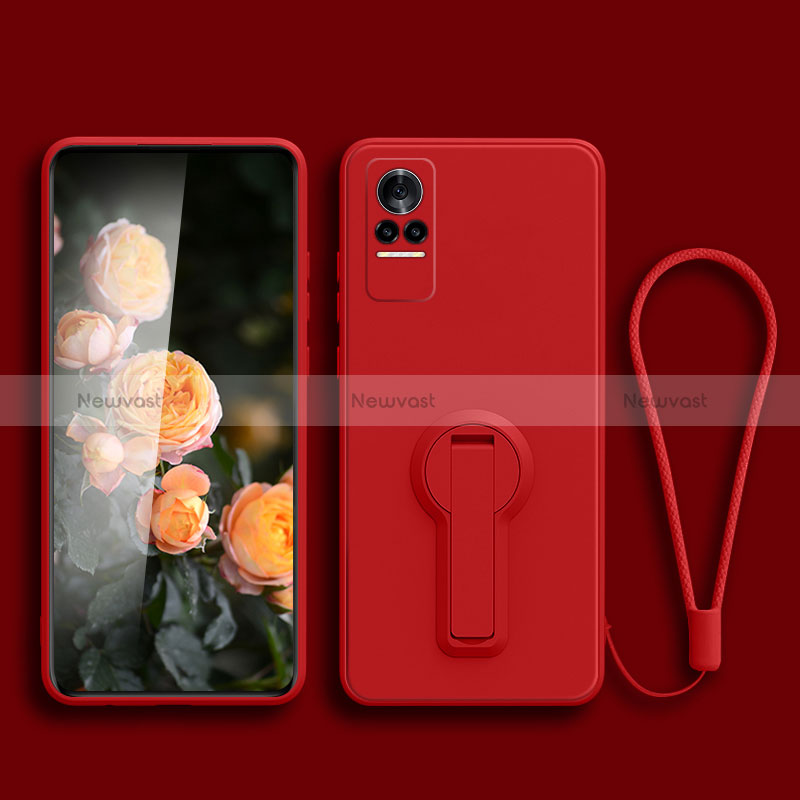 Ultra-thin Silicone Gel Soft Case Cover with Stand for Xiaomi Civi 1S 5G Red