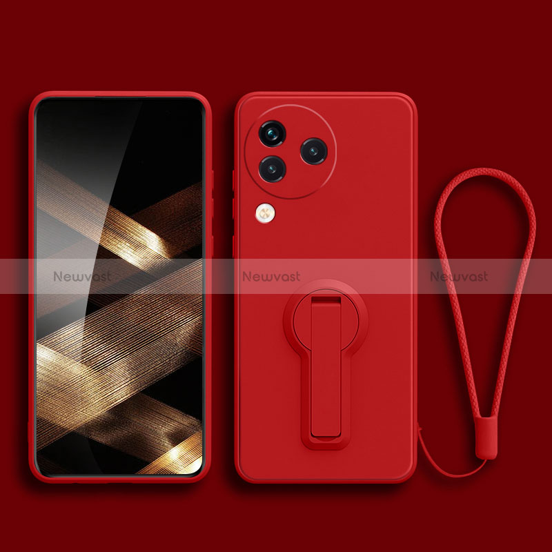 Ultra-thin Silicone Gel Soft Case Cover with Stand for Xiaomi Civi 3 5G Red