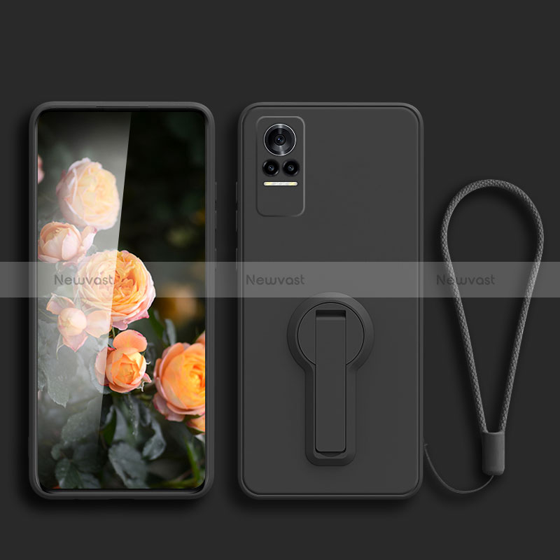 Ultra-thin Silicone Gel Soft Case Cover with Stand for Xiaomi Civi 5G Black