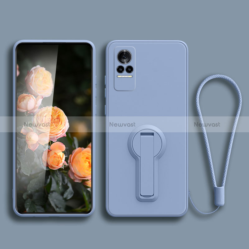 Ultra-thin Silicone Gel Soft Case Cover with Stand for Xiaomi Civi 5G Lavender Gray