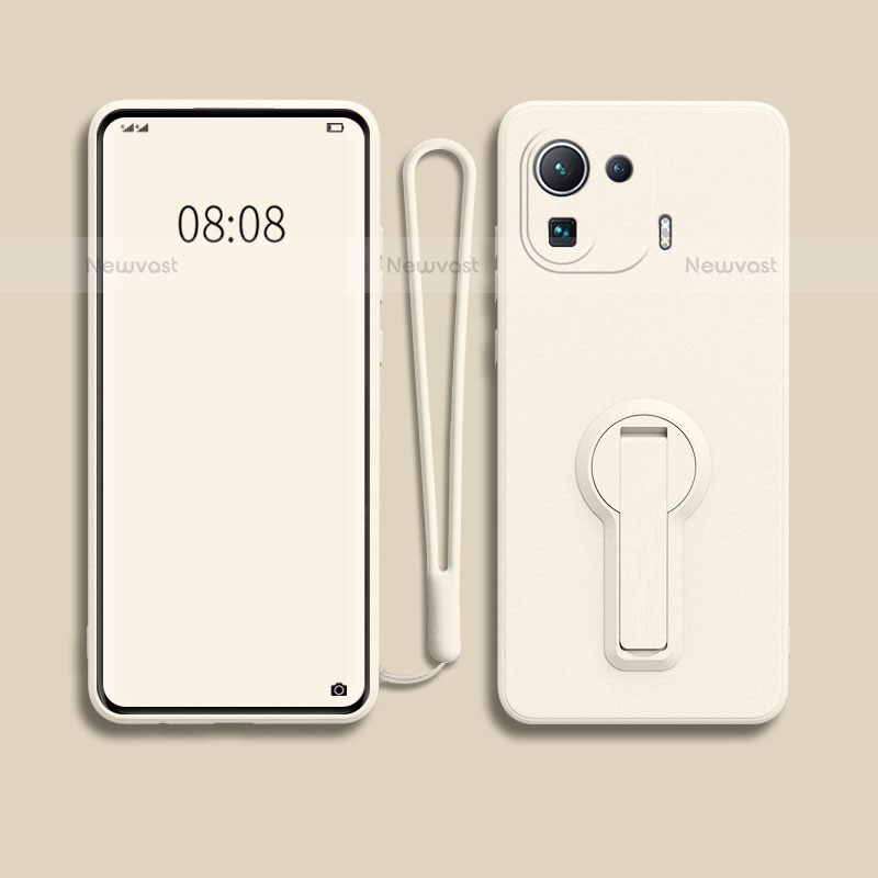 Ultra-thin Silicone Gel Soft Case Cover with Stand for Xiaomi Mi 11 Pro 5G White