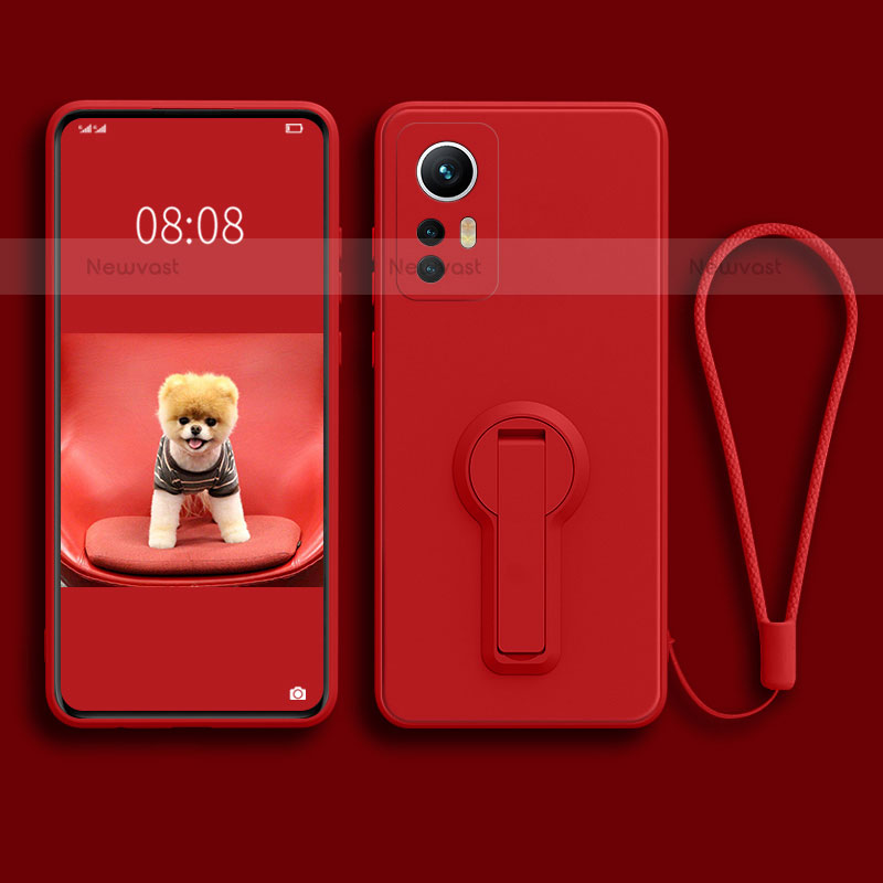 Ultra-thin Silicone Gel Soft Case Cover with Stand for Xiaomi Mi 12 Pro 5G Red