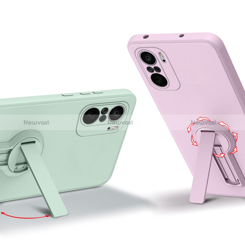 Ultra-thin Silicone Gel Soft Case Cover with Stand for Xiaomi Poco F3 5G