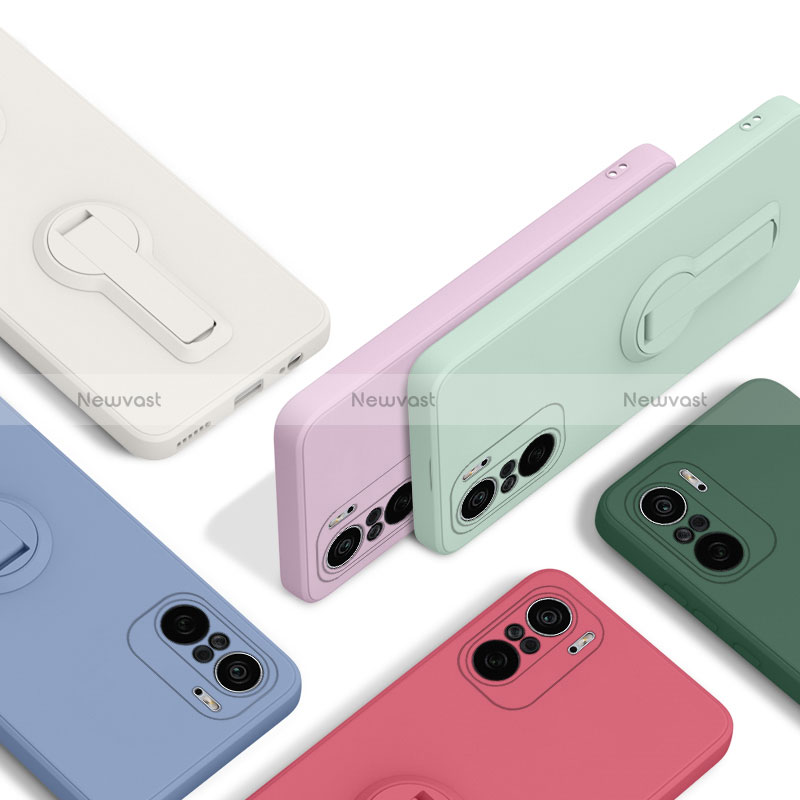 Ultra-thin Silicone Gel Soft Case Cover with Stand for Xiaomi Poco F3 5G