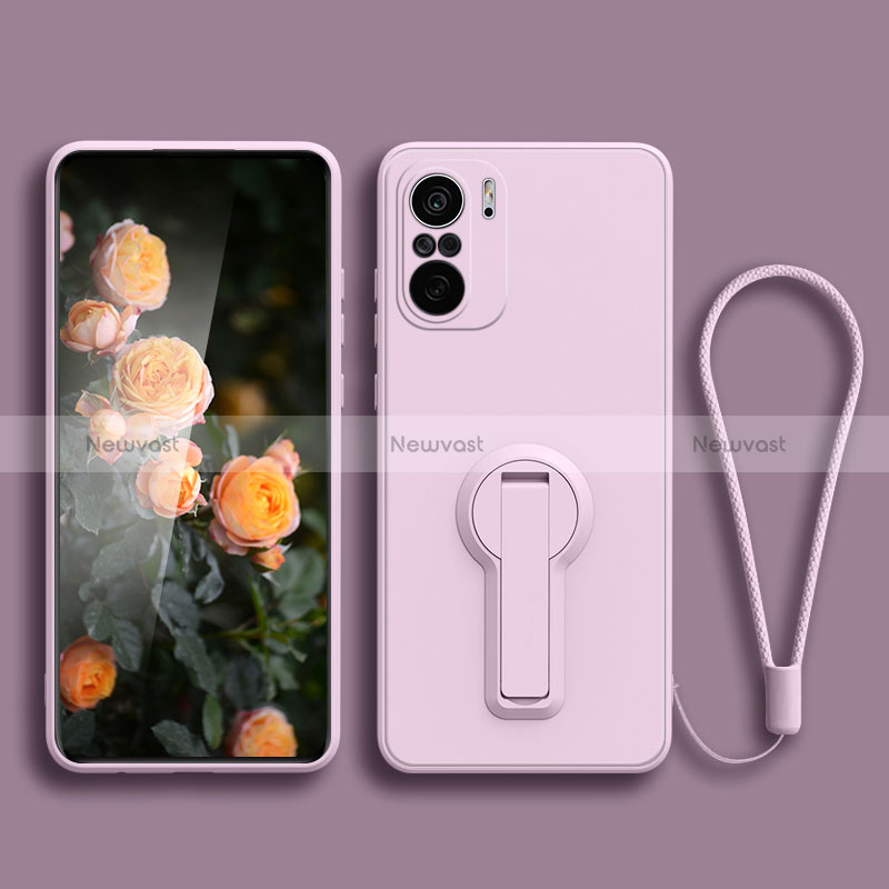 Ultra-thin Silicone Gel Soft Case Cover with Stand for Xiaomi Poco F3 5G